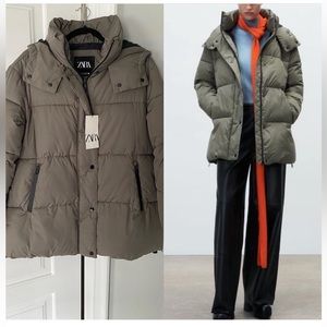 Brand new ZARA Quilted Hooded Puffer Jacket